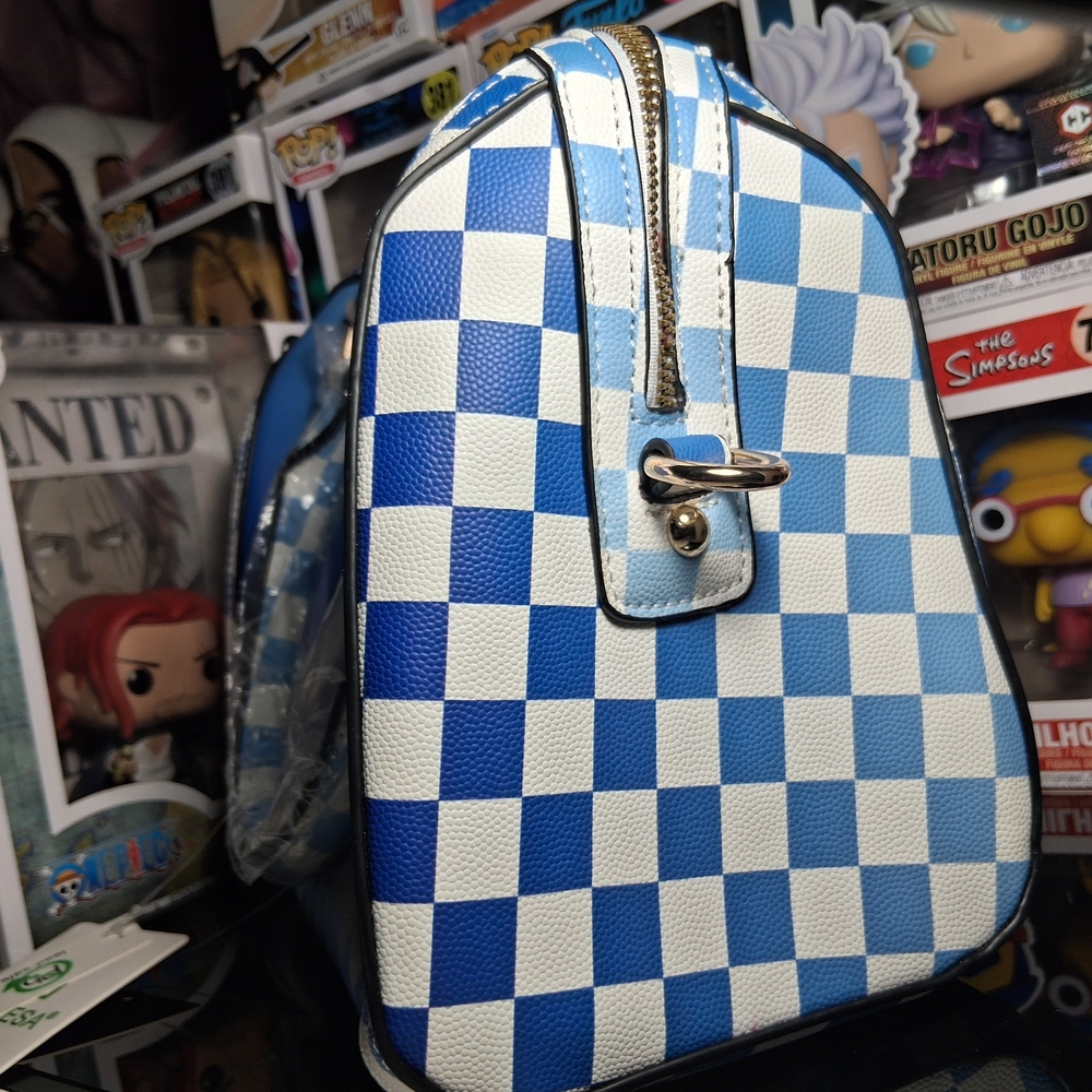 CALEESA Blue and White Checkered Women's Bag - Picture 4 of 6